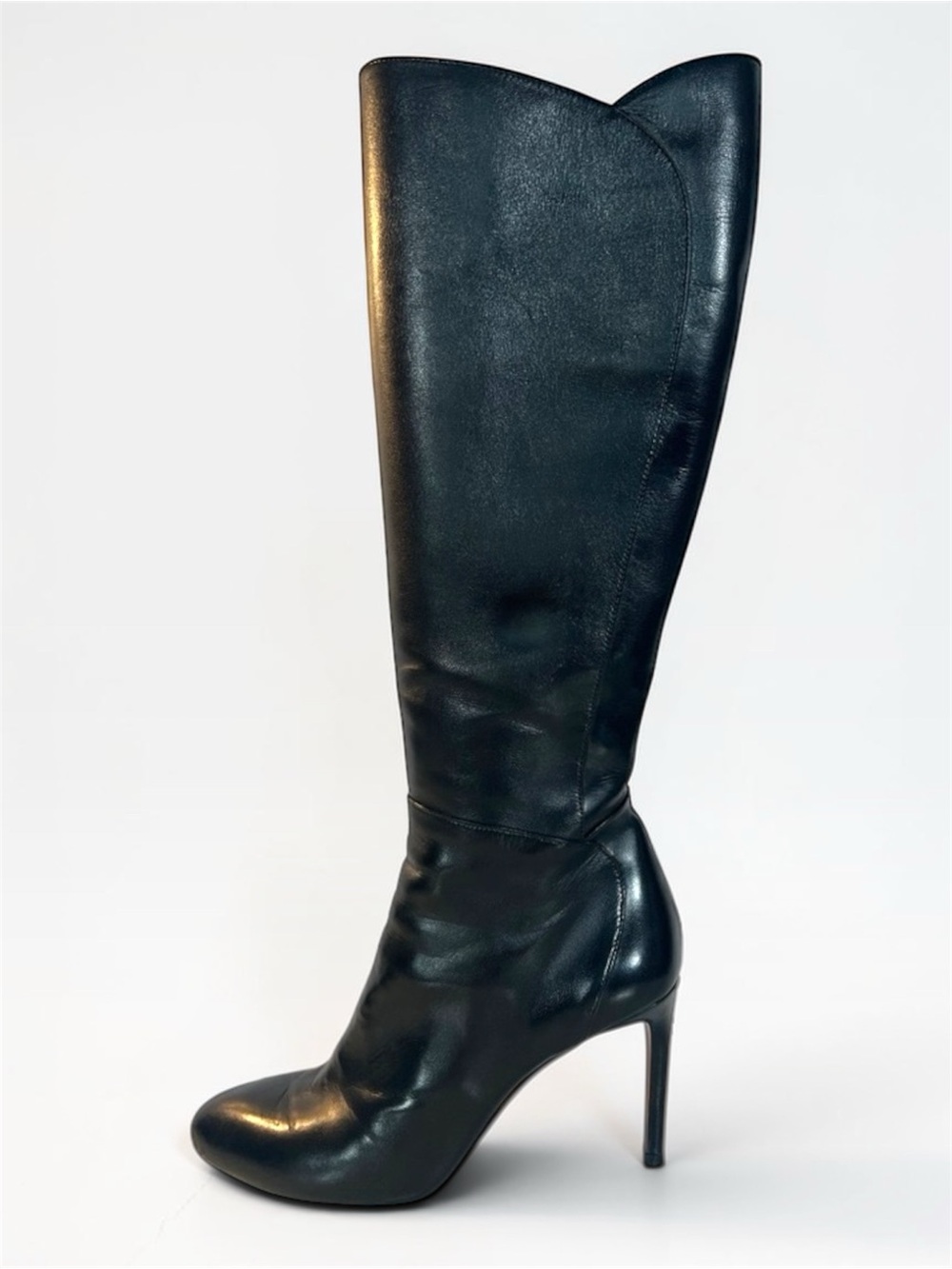 RARE Alaïa Black Leather Knee High Stiletto Boots EU 38